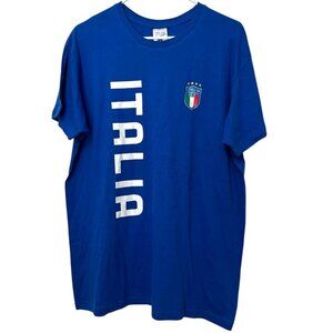 NWT Italia Italy Soccer Tee Size XL Bright Blue Flag Short Sleeves Crewneck